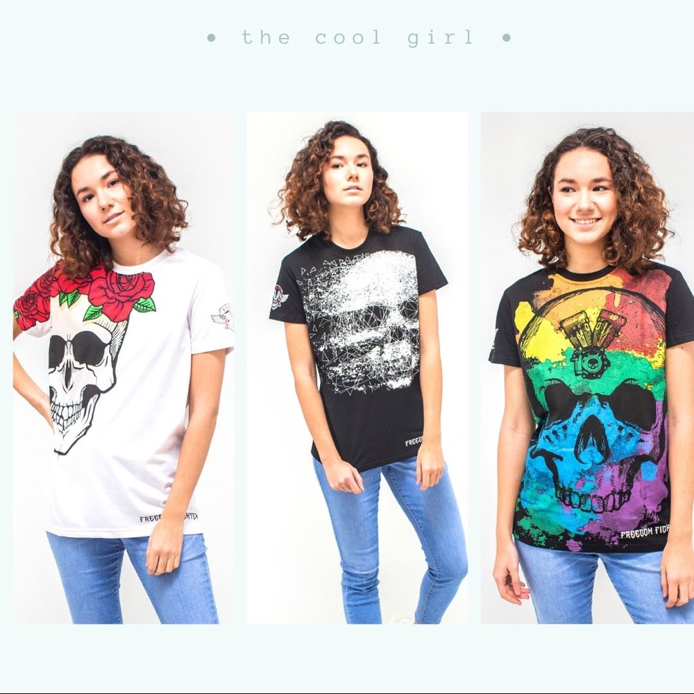 Cute Black pixel Skull T-Shirt for women lose fit - Picture 3 of 3